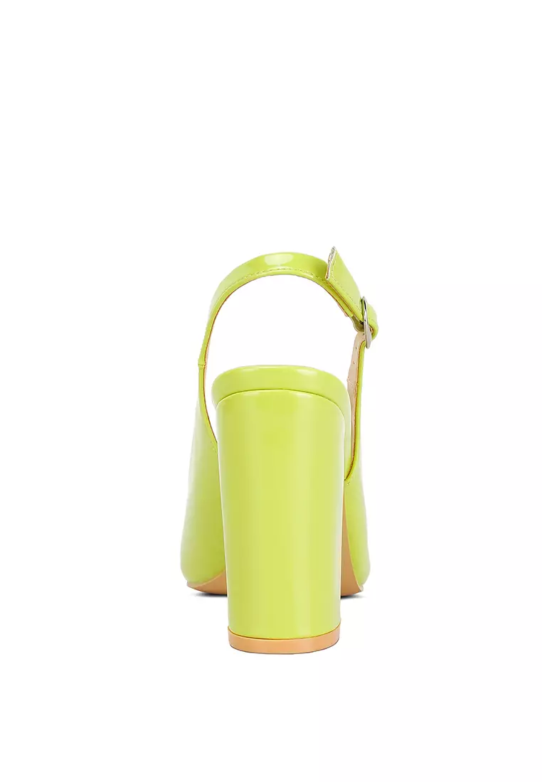 London Rag Lime Green Slingback High Block Sandals