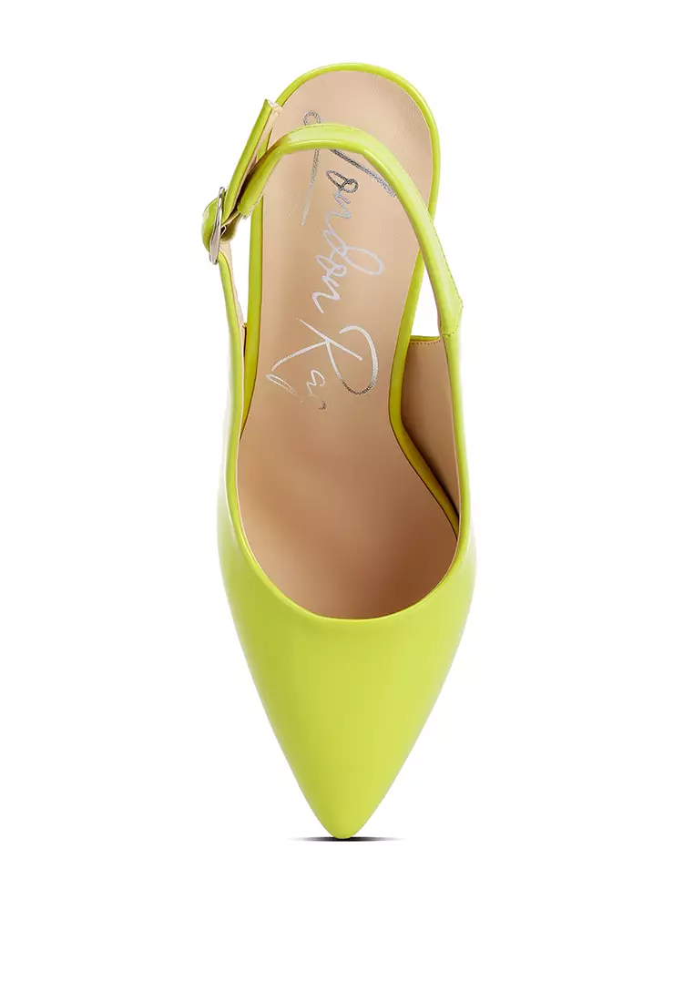 London Rag Lime Green Slingback High Block Sandals