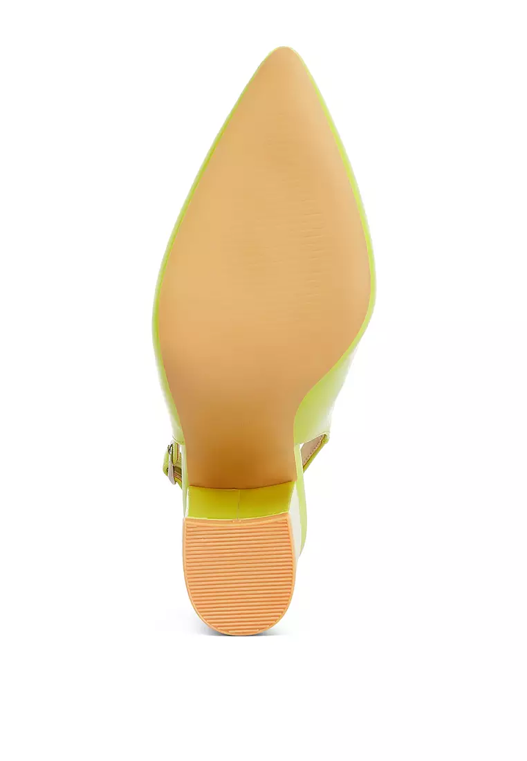 London Rag Lime Green Slingback High Block Sandals