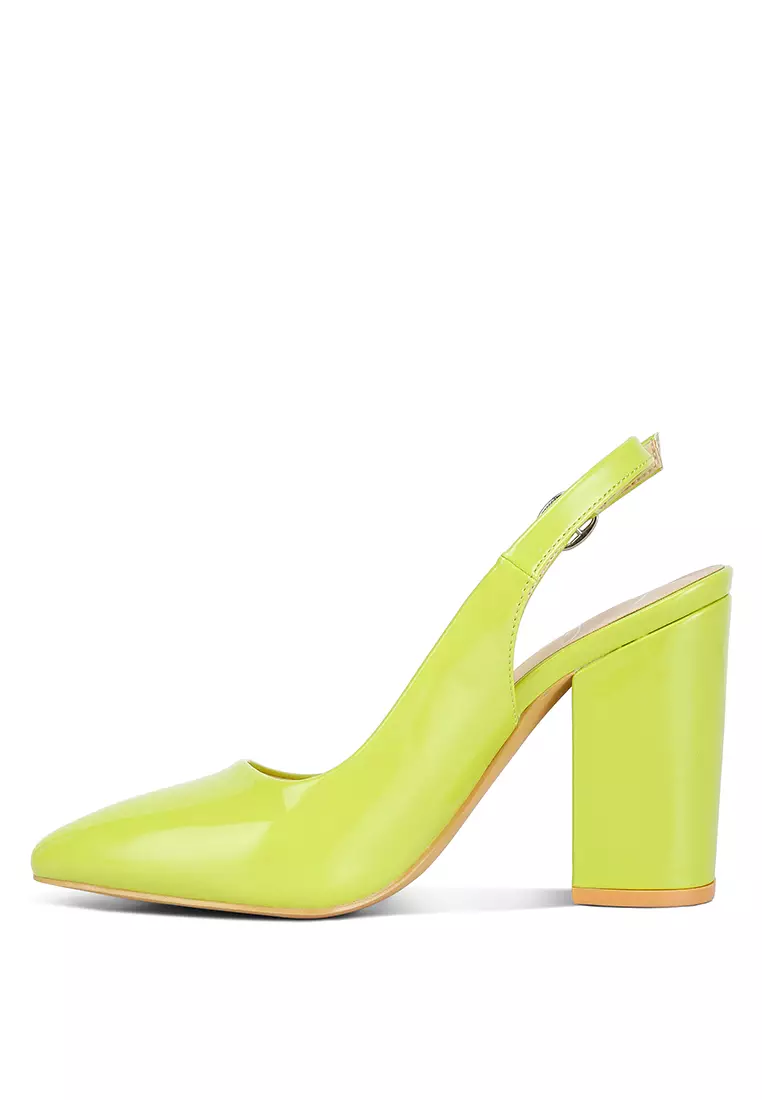 London Rag Lime Green Slingback High Block Sandals