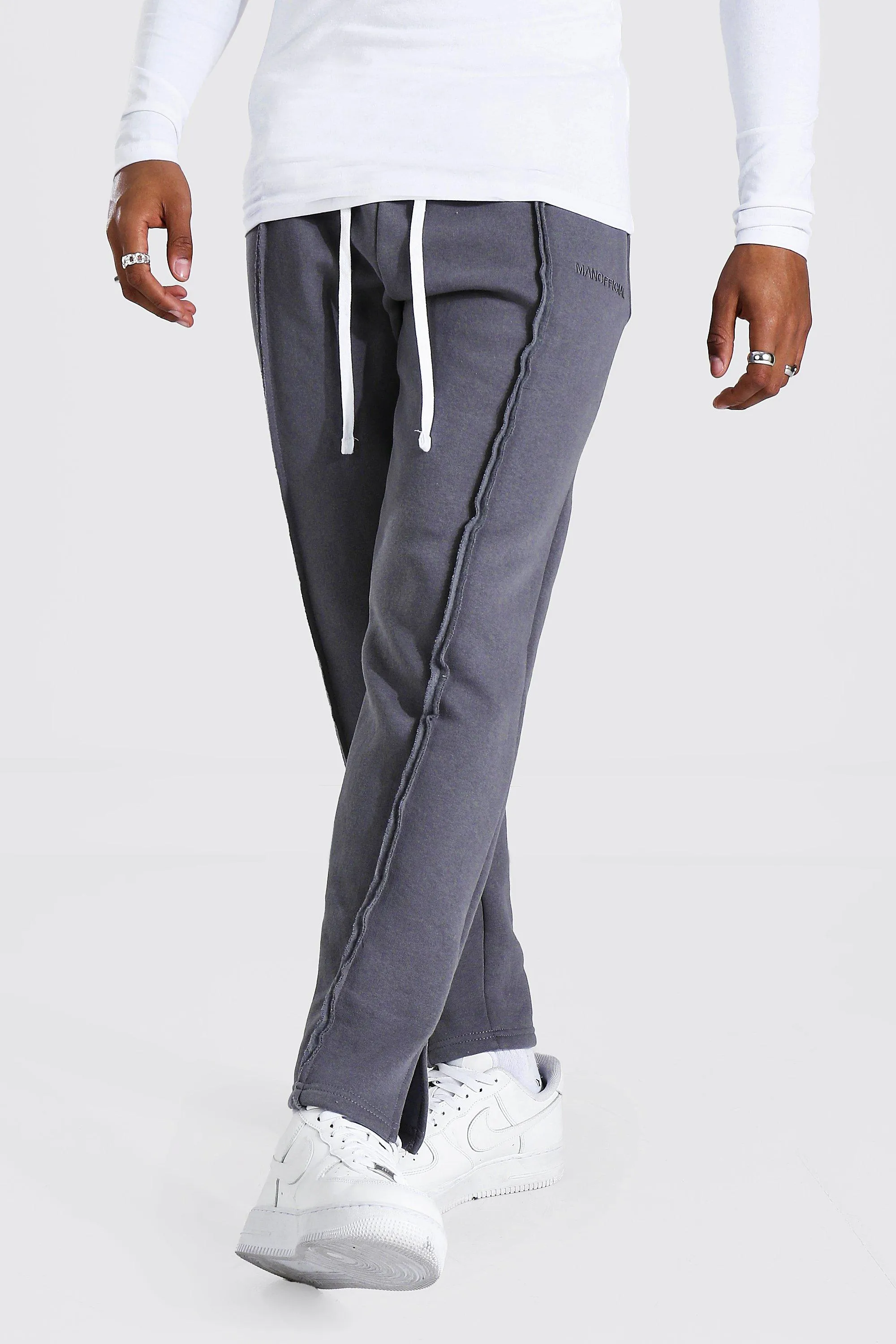 Loose Fit Man Official Split Hem Joggers | boohooMAN UK