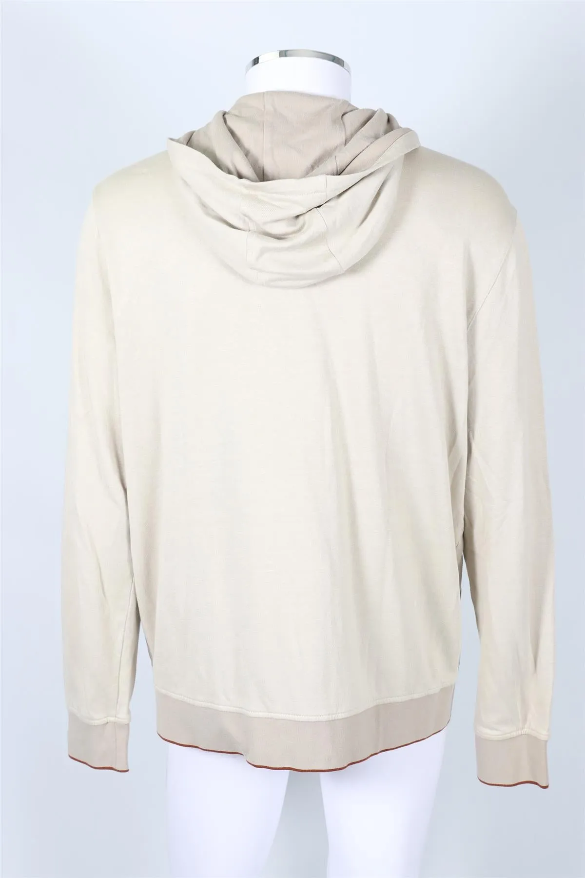 LORO PIANA BEIGE MEN'S COTTON BLEND HOODIE XXLARGE