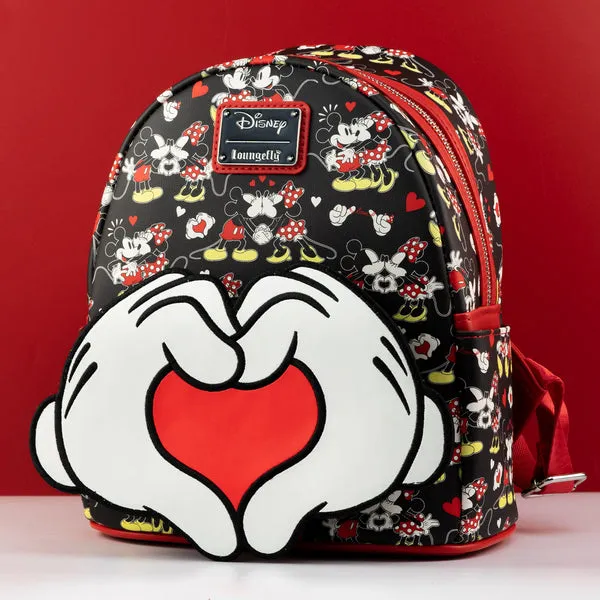 Loungefly x Disney Mickey Minnie Mouse Heart Hands Mini Backpack