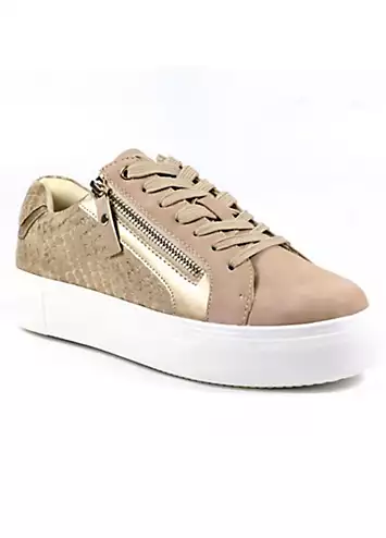 Lunar Nixie Beige Lace-Up Trainers | Kaleidoscope