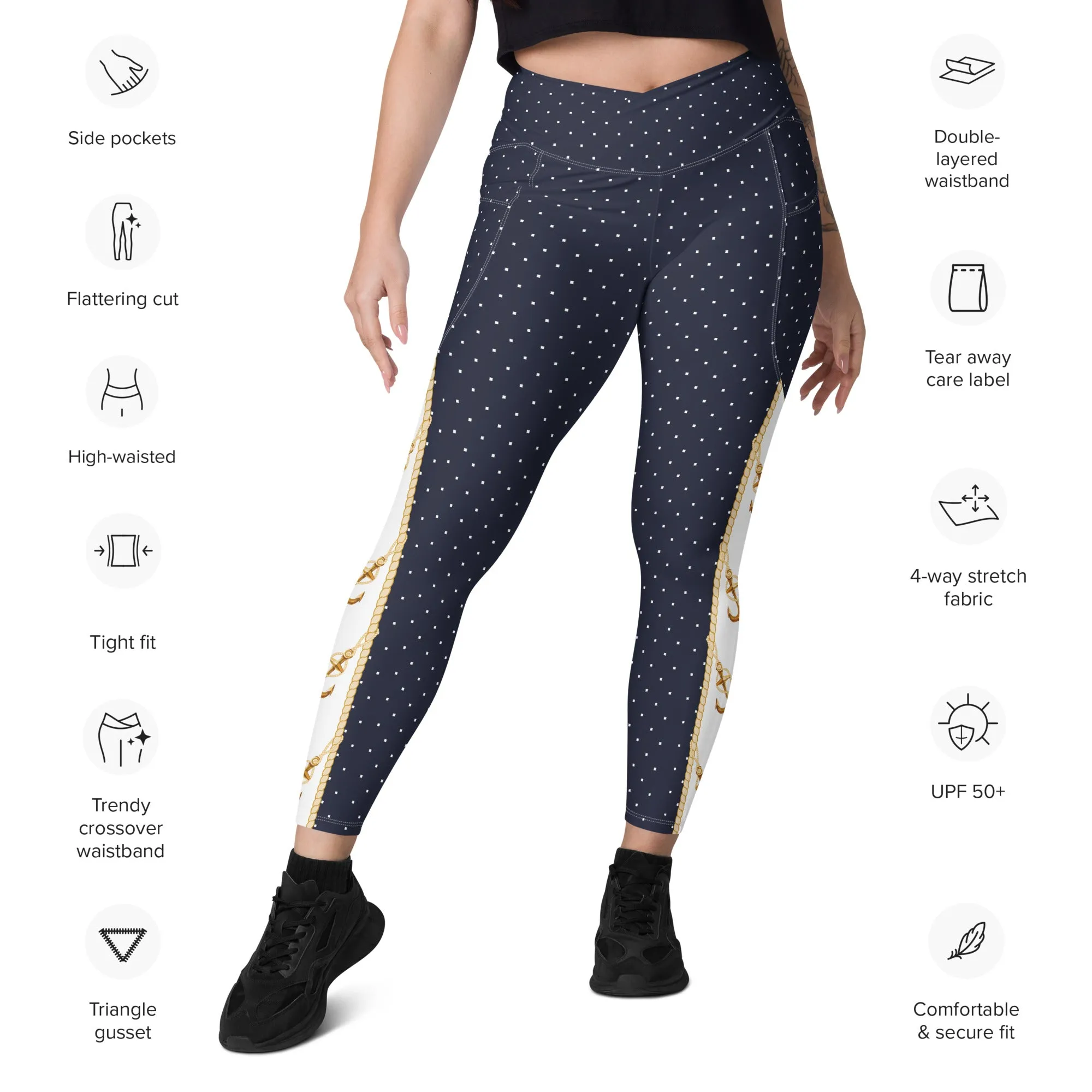 Luxury Resort Crossover Leggings With Pockets