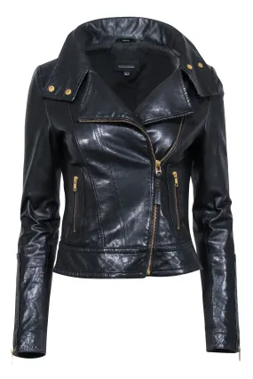 Mackage x Aritzia - Black Leather Moto Jacket Sz XS