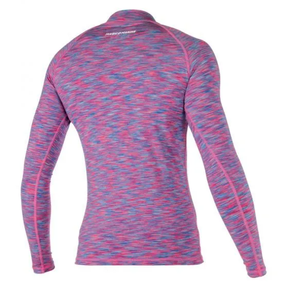 Magic Marine Cube Long Sleeve Womens Rash Vest 2021 - Blue/Pink Melee