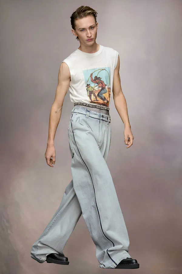 Maison Margiela   MEMORY OF OVERSIZED JEANS  IN LIGHT BLUE, SS24