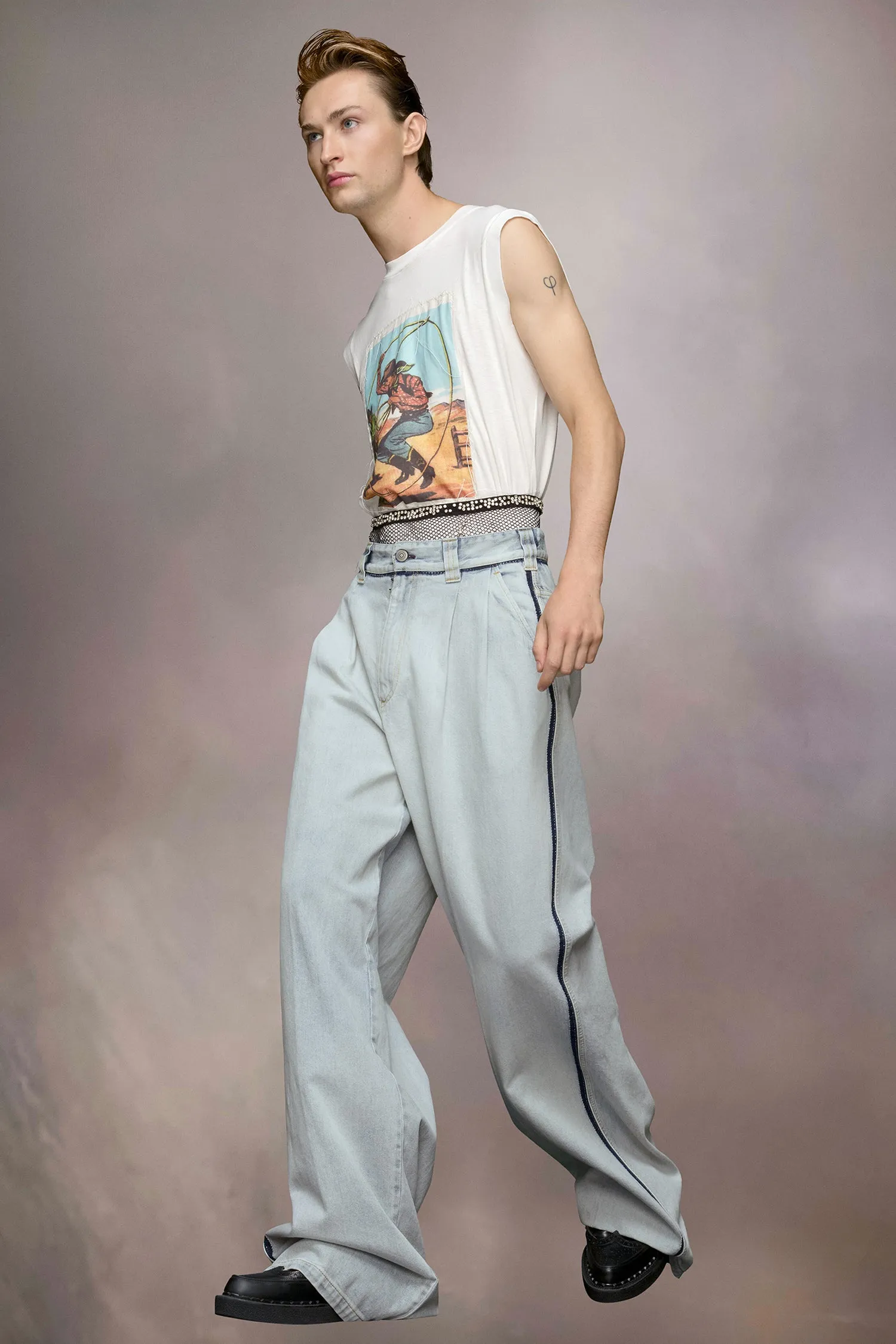 Maison Margiela   MEMORY OF OVERSIZED JEANS  IN LIGHT BLUE, SS24