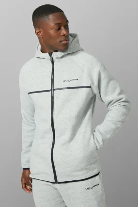 Man Active Zip Through Extended Neck Hoodie | boohooMAN UK