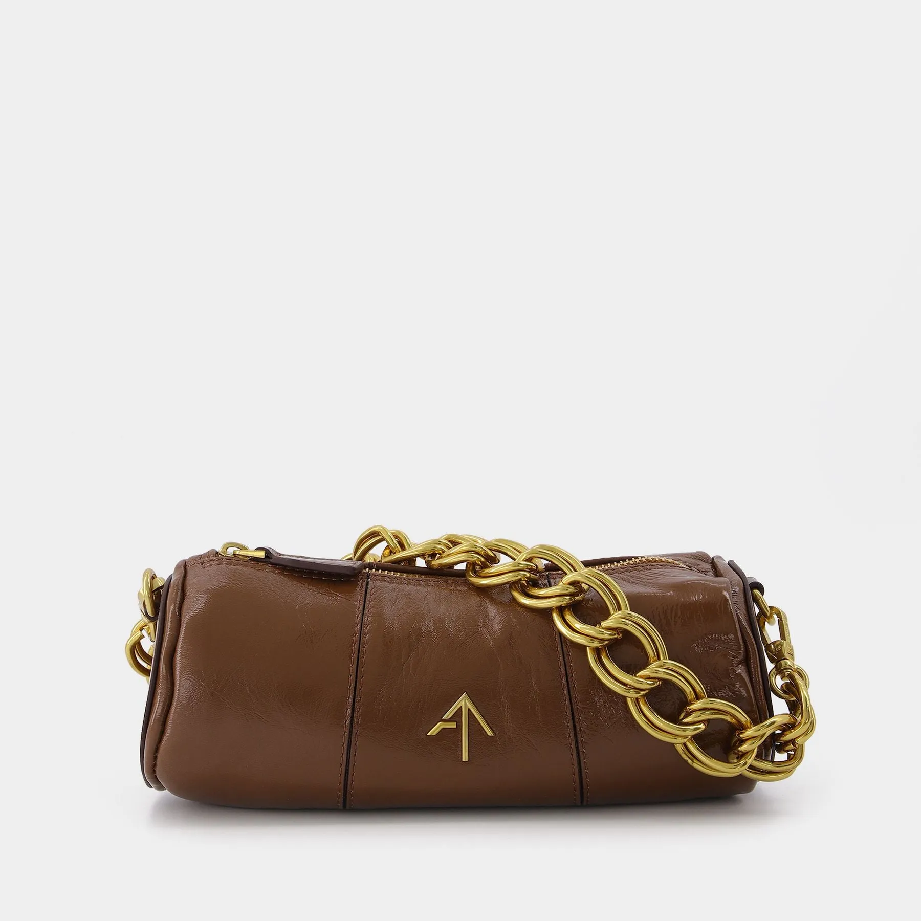 Manu Atelier  Mini Cylinder Bag in Brown Leather