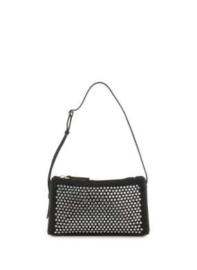 Manu atelier  Mini Prism leather and crystal handbag - Black