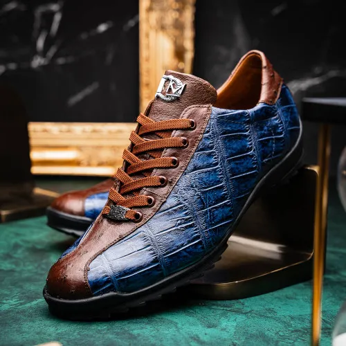 Marco Di Milano Saulo Bluejean Alligator/Ostrich Fashion Sneakers