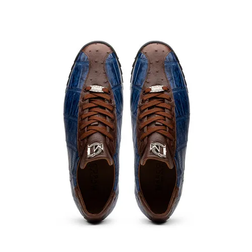 Marco Di Milano Saulo Bluejean Alligator/Ostrich Fashion Sneakers