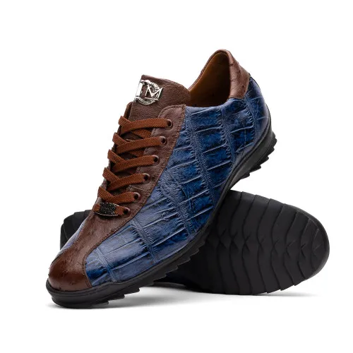 Marco Di Milano Saulo Bluejean Alligator/Ostrich Fashion Sneakers