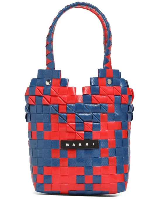 Marni Junior   Heart top check woven handbag w/ logo 