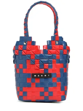 Marni Junior   Heart top check woven handbag w/ logo 