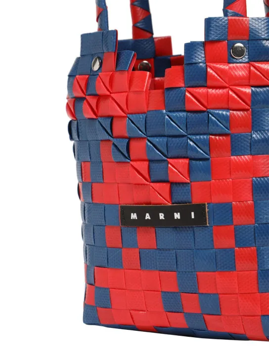 Marni Junior   Heart top check woven handbag w/ logo 