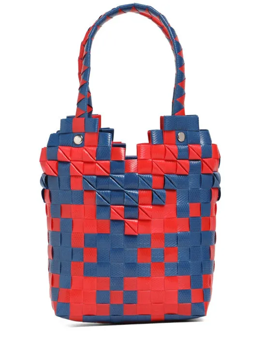 Marni Junior   Heart top check woven handbag w/ logo 