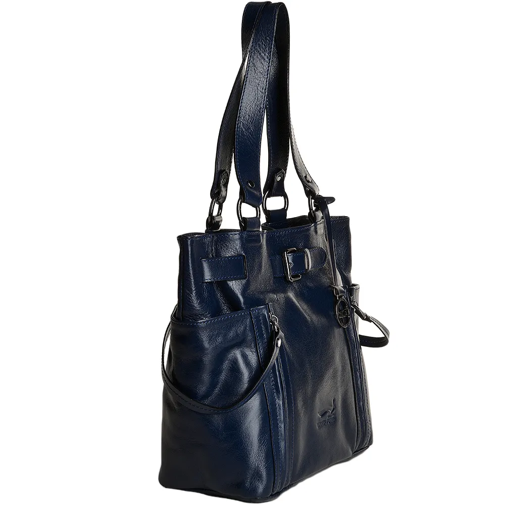 Marta Ponti Medium Italian Leather Handbag Blue  - 8105867