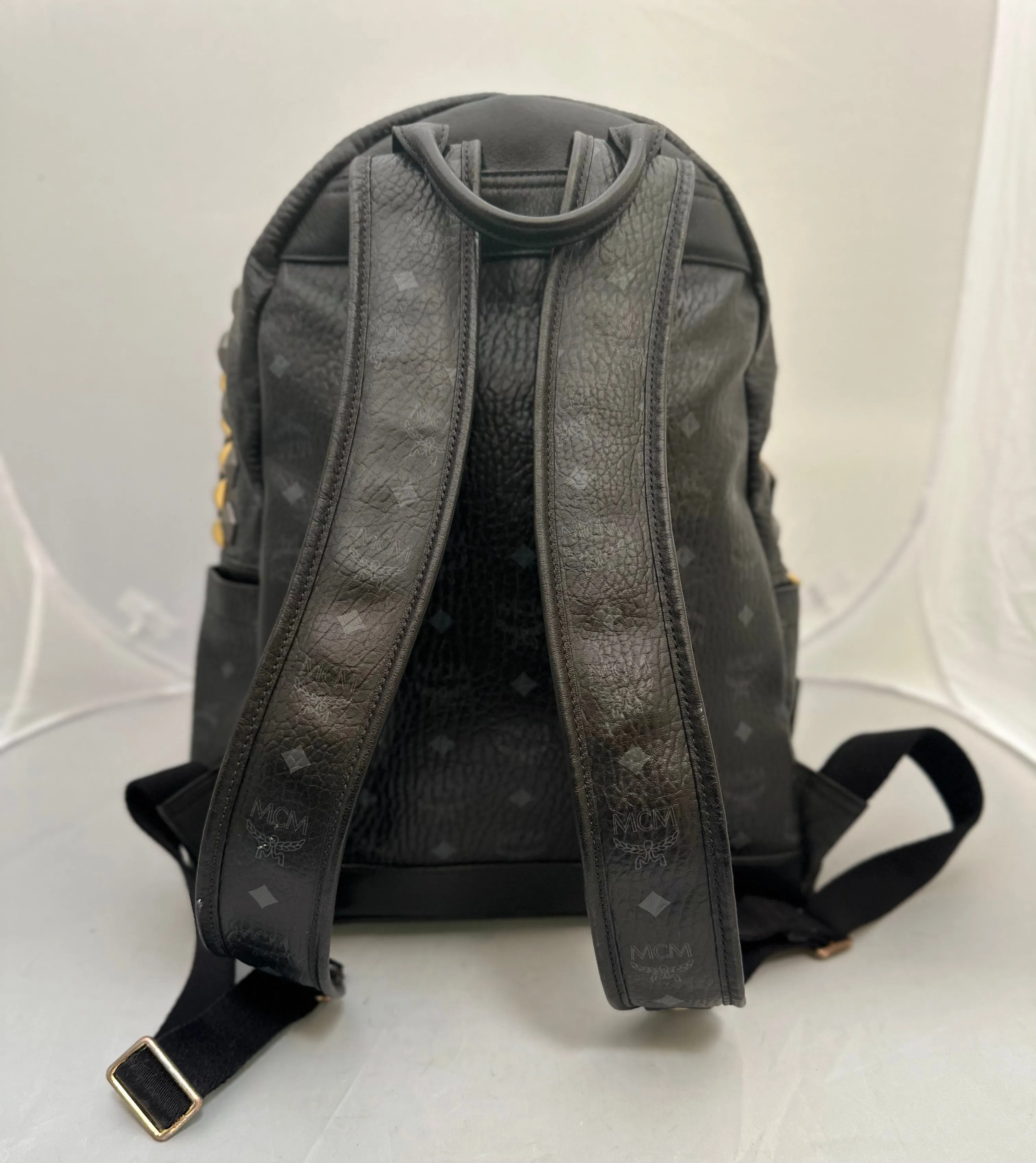 MCM Visetos Studded Stark Backpack Black Coated Canvas