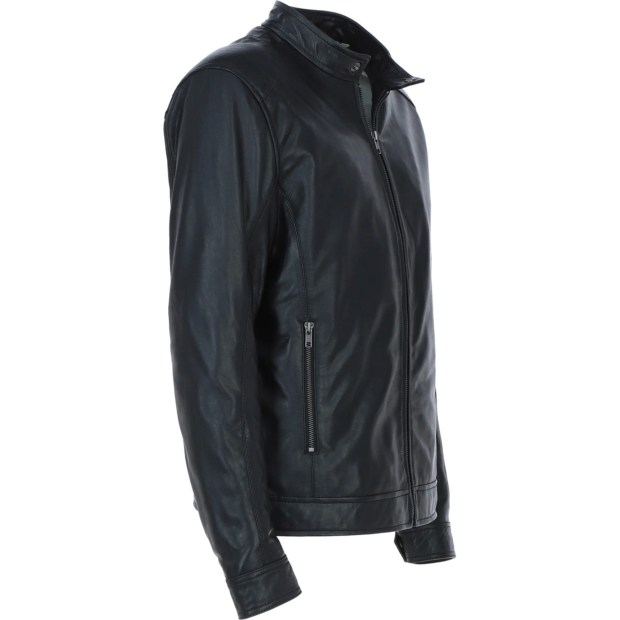 Men's Ashwood Leather Biker Jacket Black: floyd