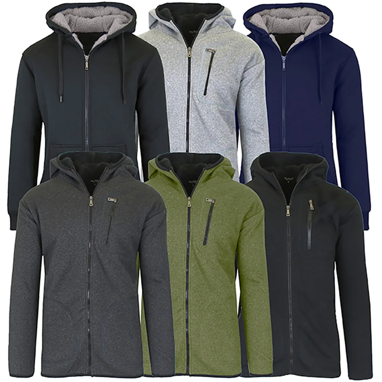 Men's Tech Sherpa Fleece-Lined Zip-up Hoodie (2-Pack)