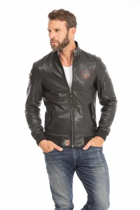 Men's 24 hour leather jacket le mans harry steeve mc quenn collection