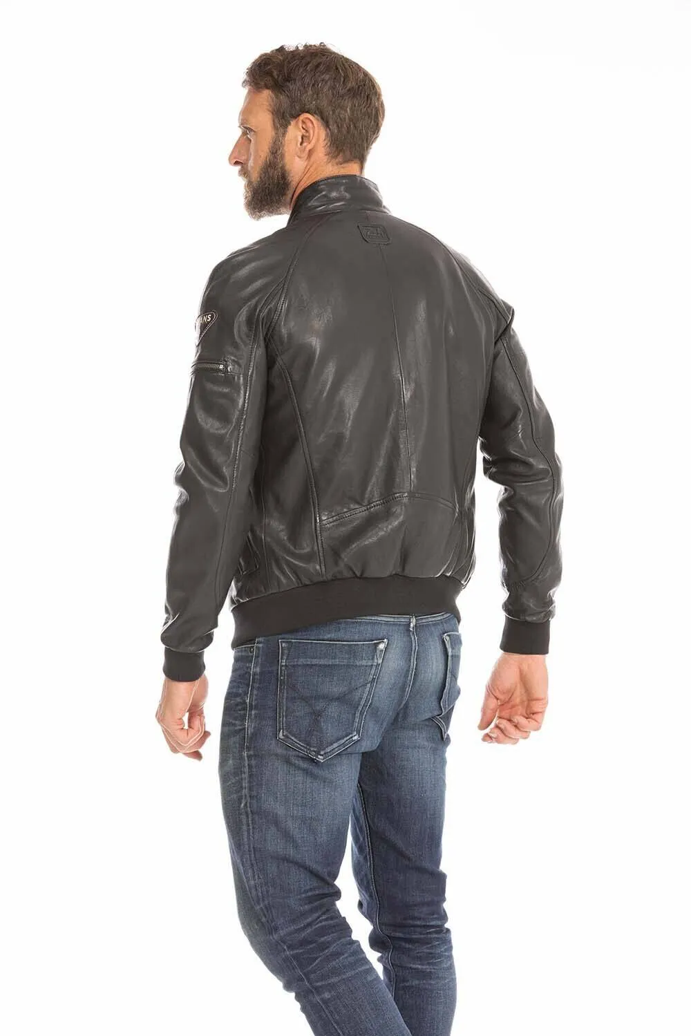 Men's 24 hour leather jacket le mans harry steeve mc quenn collection