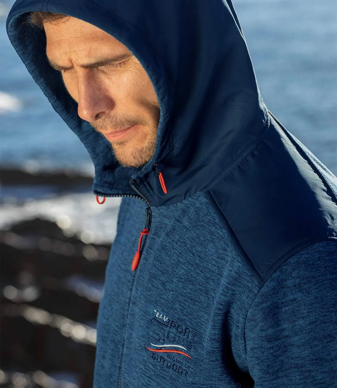 Men's Blue Hooded Fleece Jacket 