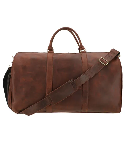 Men’s Distressed Brown Crazy horse Leather Duffle Bag | TLC