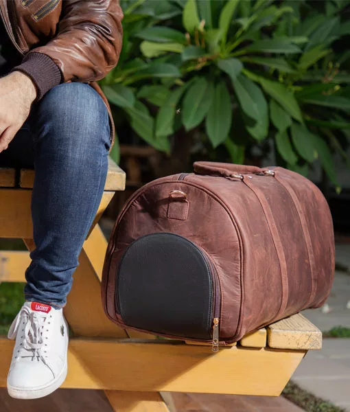 Men’s Distressed Brown Crazy horse Leather Duffle Bag | TLC