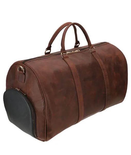 Men’s Distressed Brown Crazy horse Leather Duffle Bag | TLC