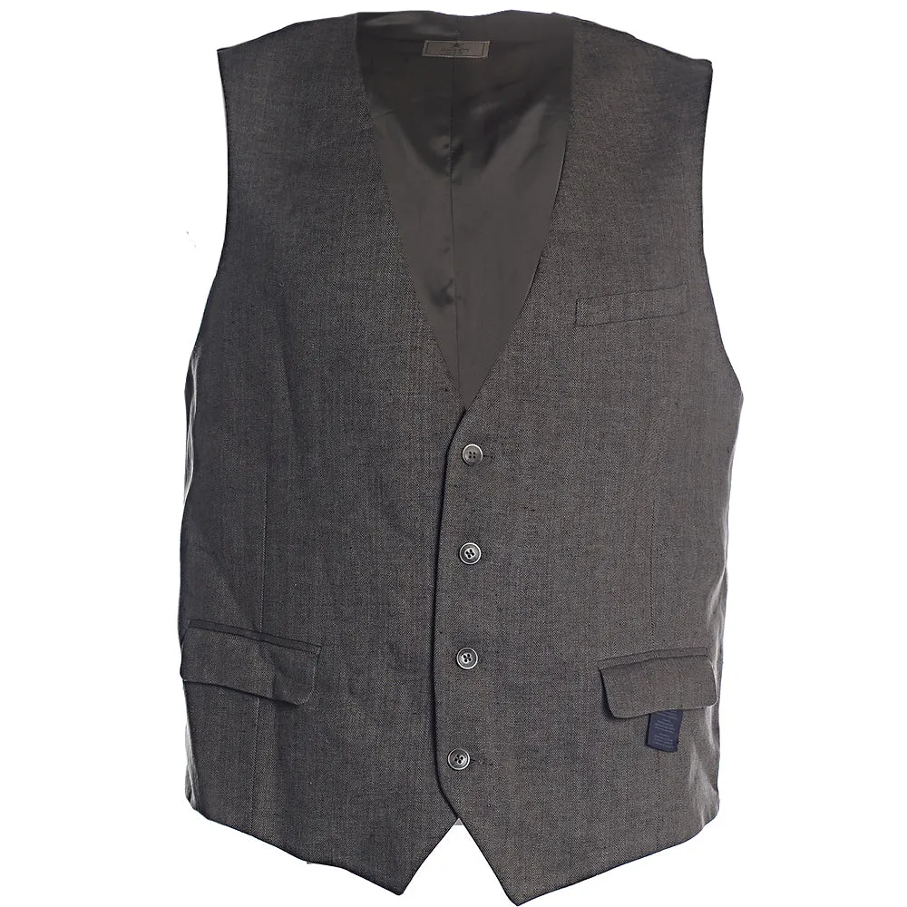 Men's Hackett, Delave Linen Herringbone Waistcoat in Tan