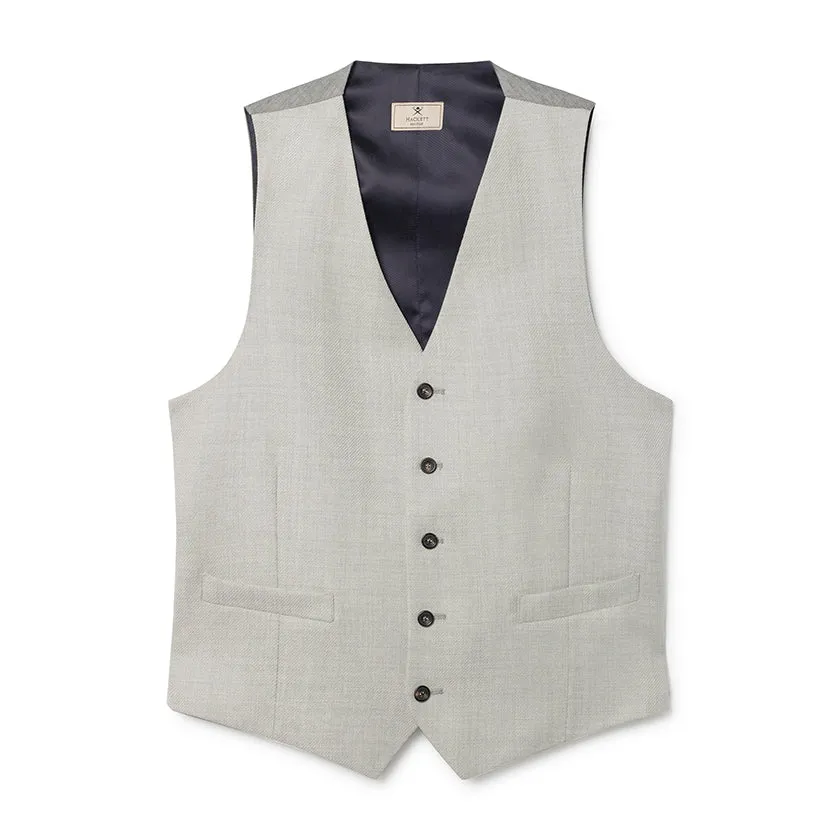 Men's Hackett, Flannel Birdseye Waistcoat in Light Grey