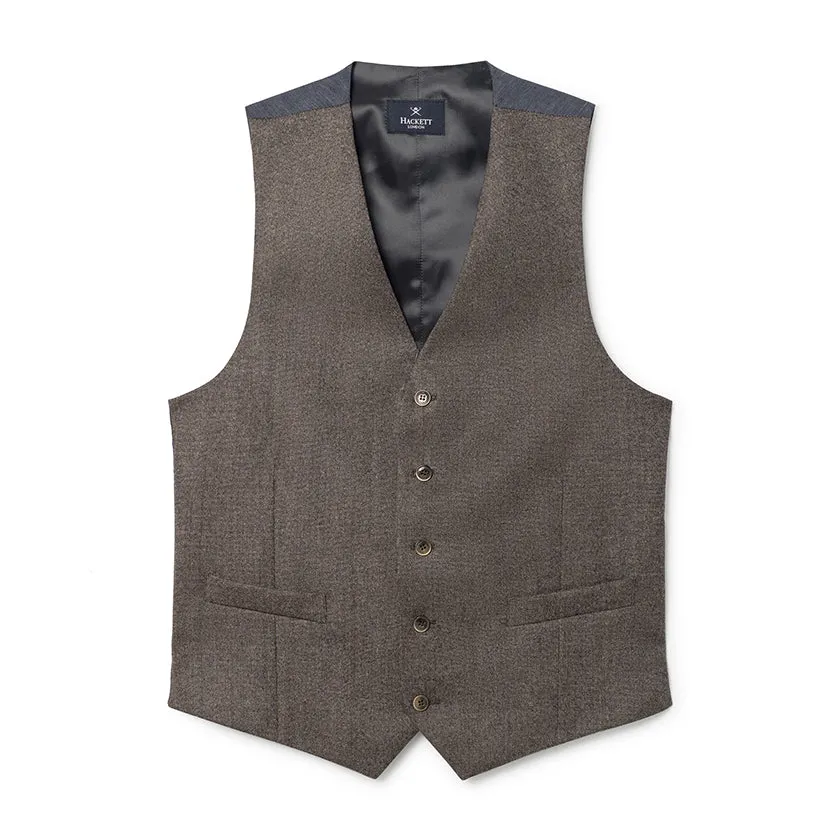 Men's Hackett, Flannel Pinhead Waistcoat in Brown