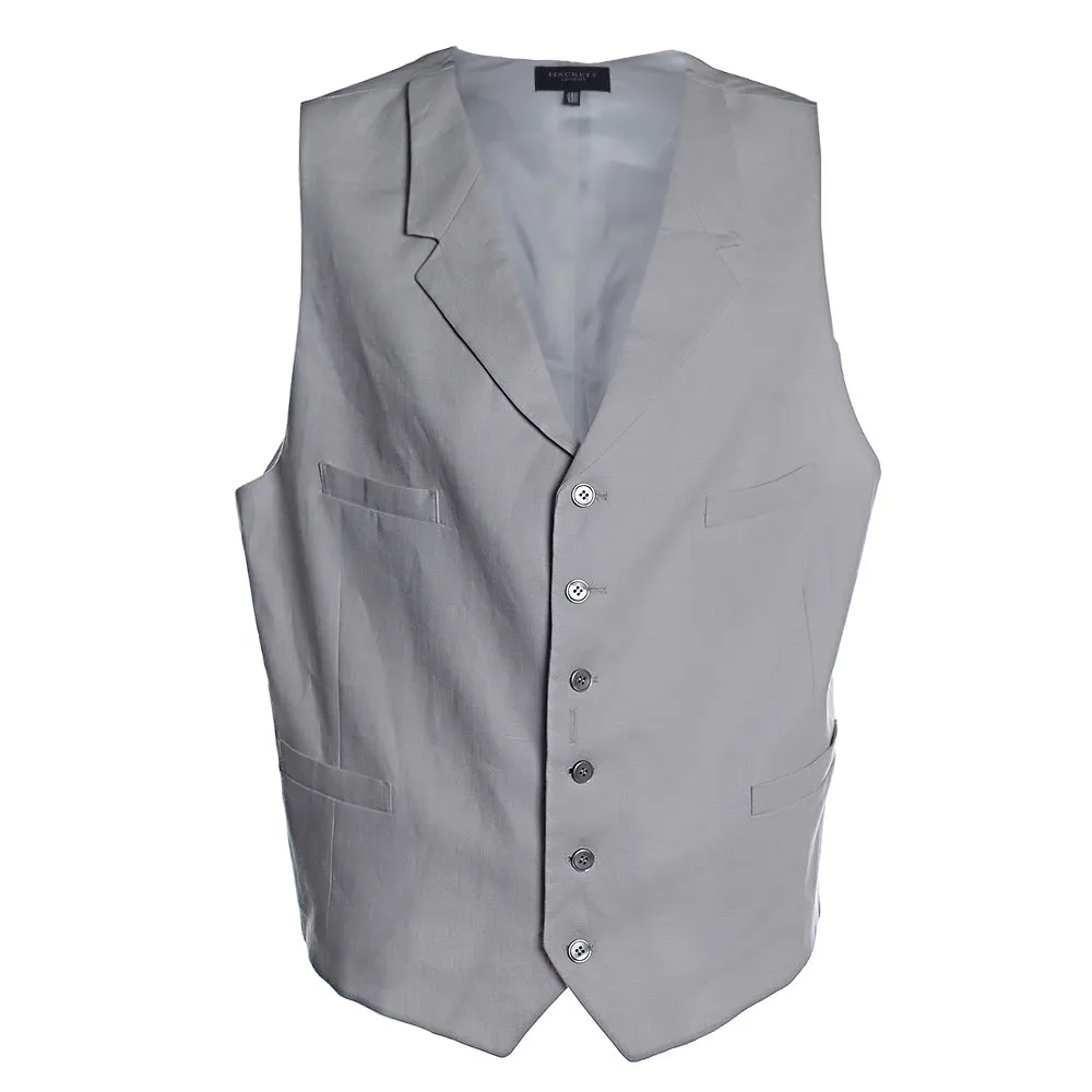 Men's Hackett, Linen  SB Waistcoat inLight Grey