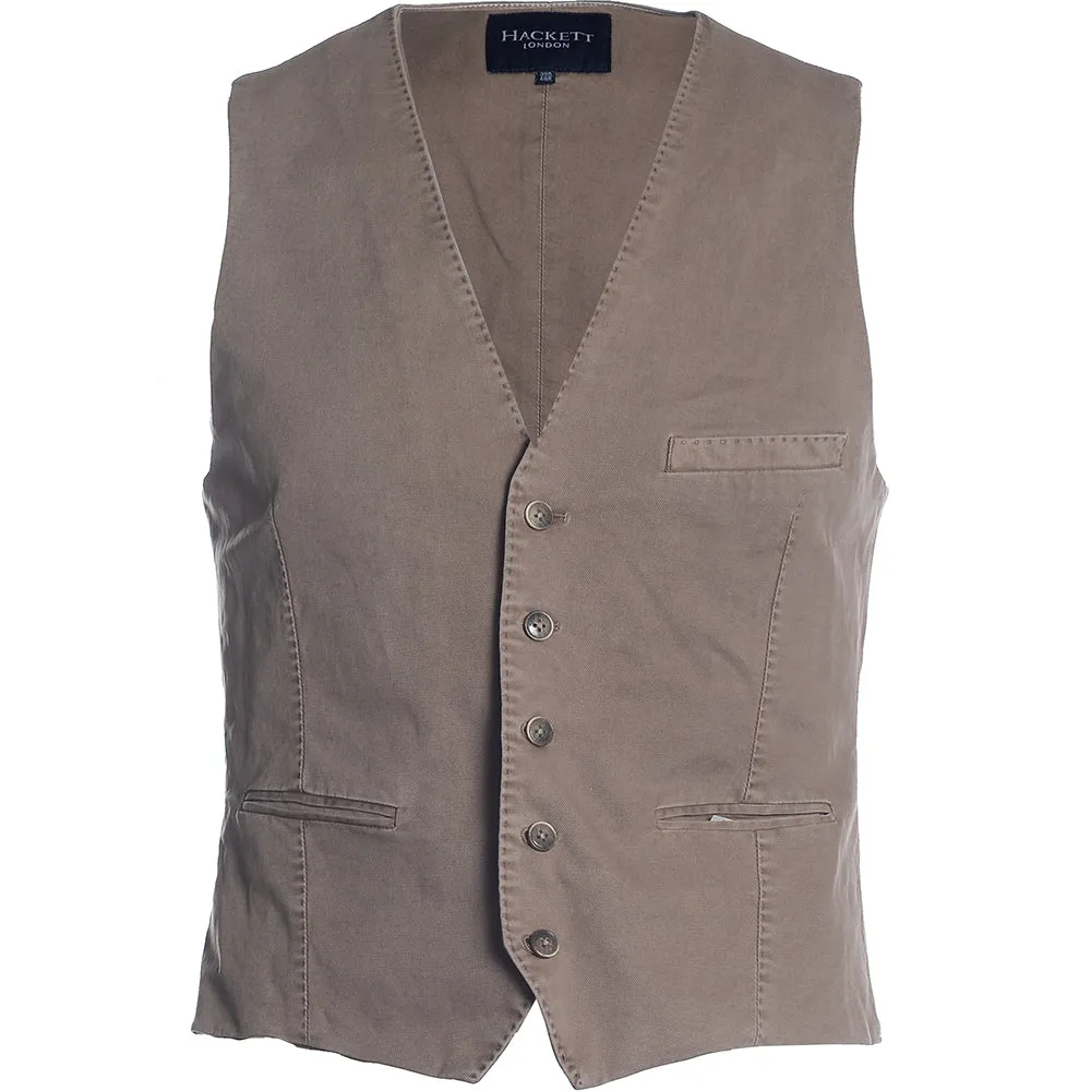 Men's Hackett, Tricotine Waistcoat in Taupe