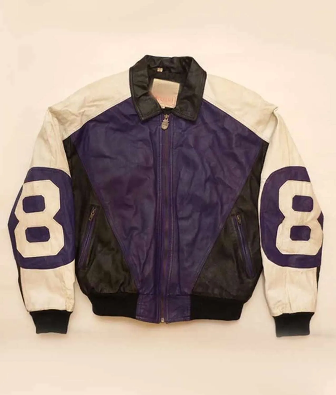 Michael Hoban Purple and Black Leather “8 ball” Jacket | Abbraci