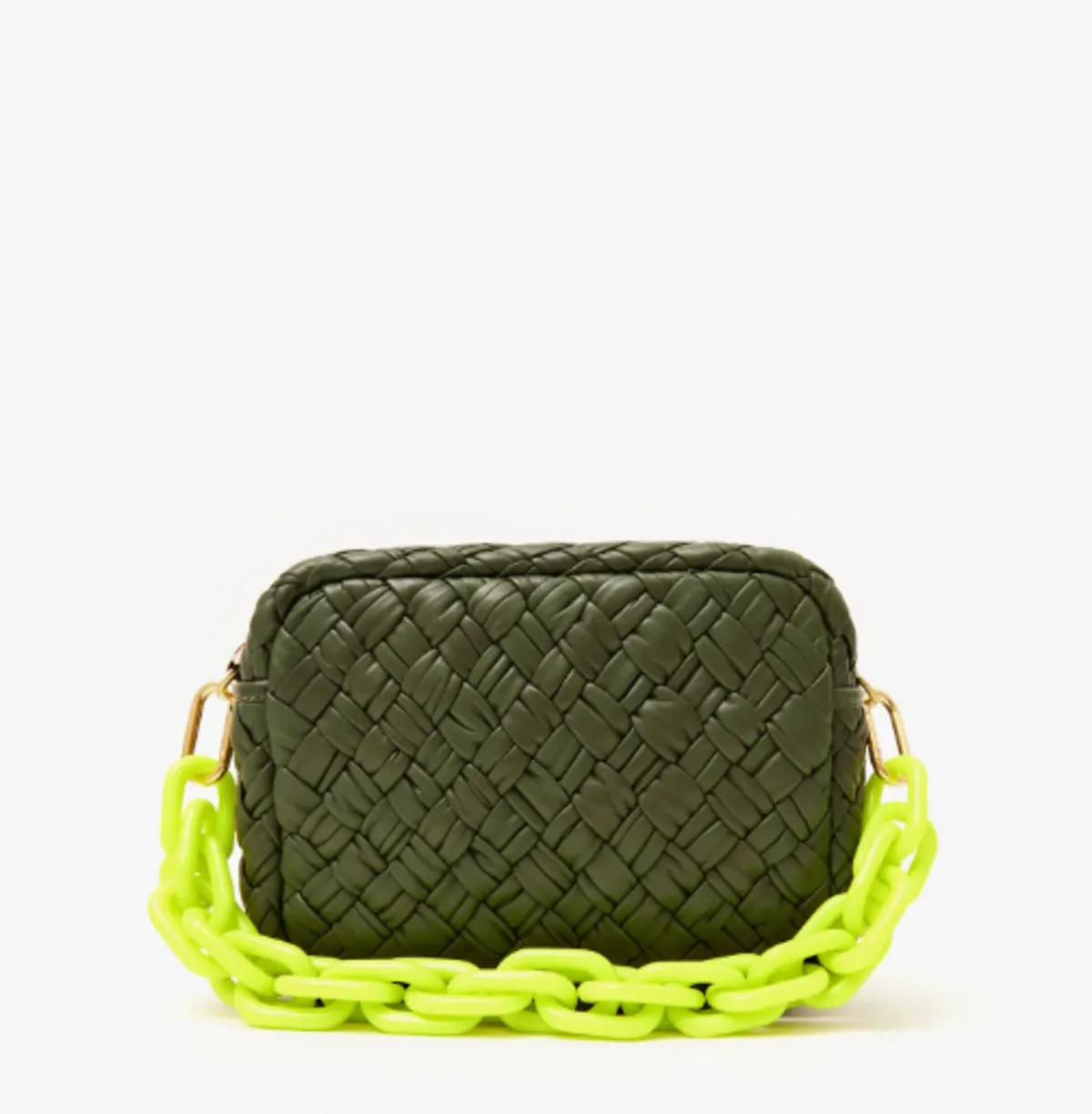 Midi Puffy Woven Bag - Army