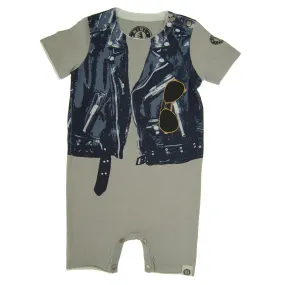 Midnight Blue Leather Vest Romper by: Mini Shatsu