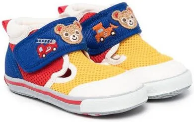 Miki House embroidered-bear sneakers Multicolour