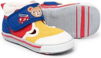 Miki House embroidered-bear sneakers Multicolour