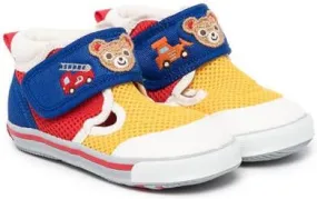 Miki House embroidered-bear sneakers Multicolour