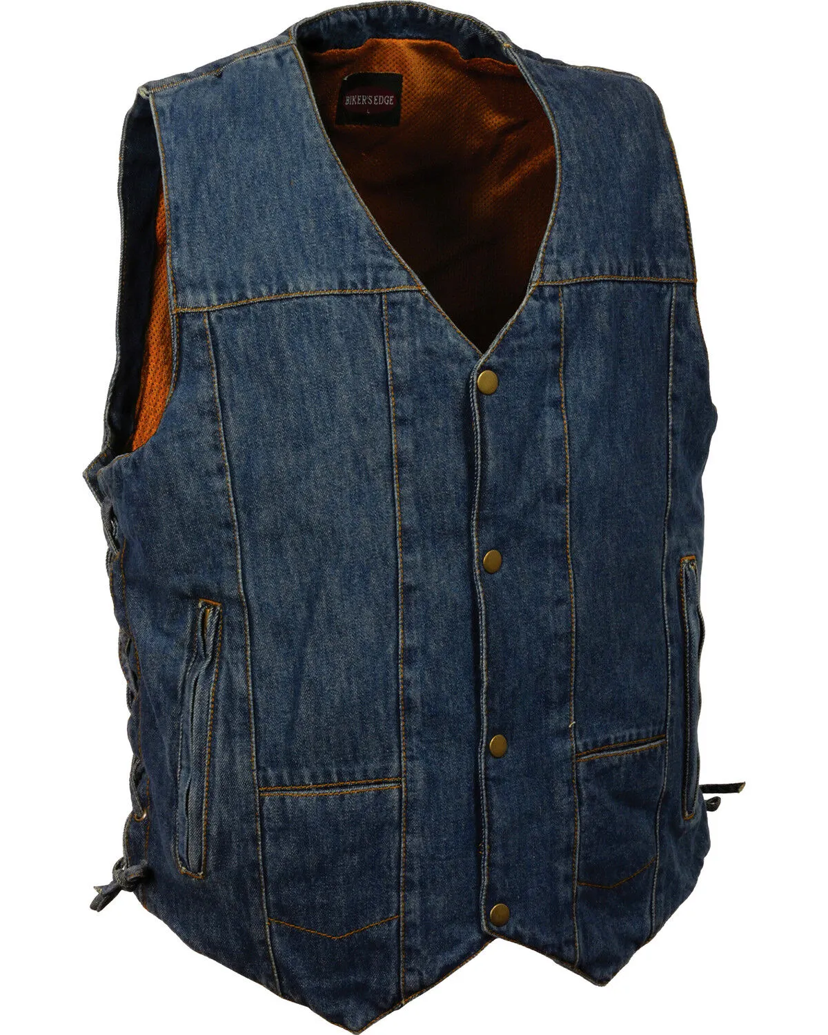 Milwaukee Leather Men's 10 Pocket Side Lace Denim Vest - 5X