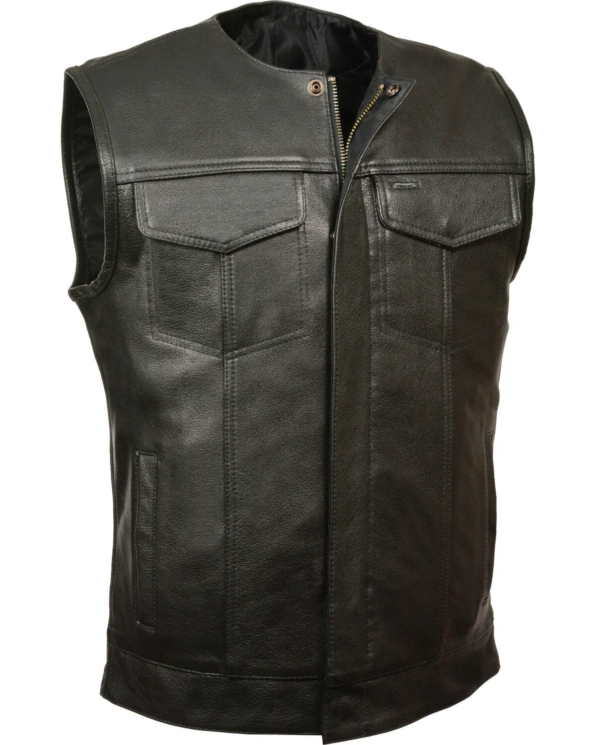 Milwaukee Leather Men's Collarless Zip Front Club Style Vest - Big 3X