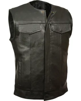 Milwaukee Leather Men's Collarless Zip Front Club Style Vest - Big 3X