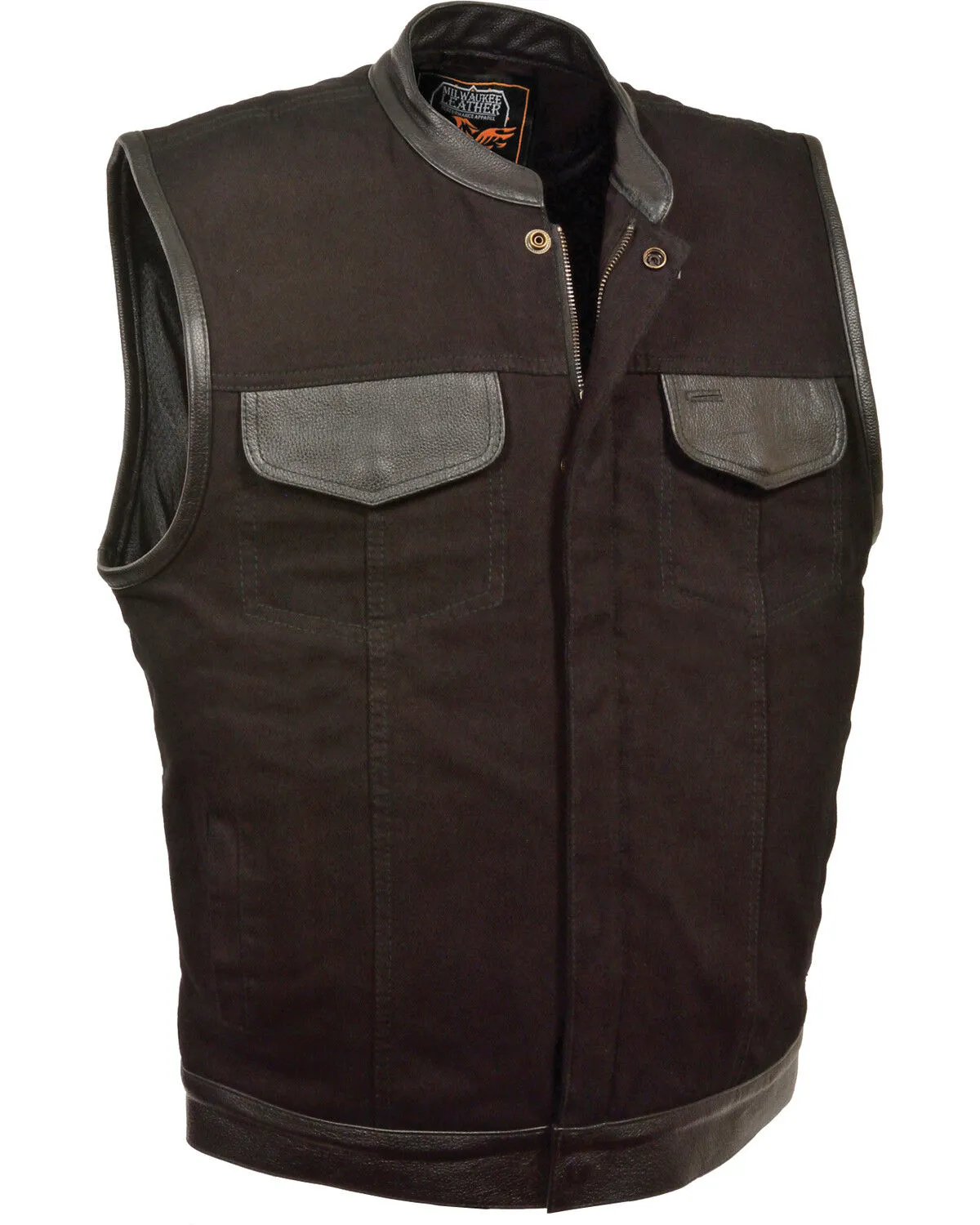 Milwaukee Leather Men's Denim Leather Trim Club Style Vest - Big 5X