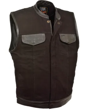 Milwaukee Leather Men's Denim Leather Trim Club Style Vest - Big 5X