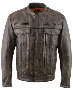 Milwaukee Leather Men's Distressed Concealed Carry Leather Motorcycle Jacket - 5X